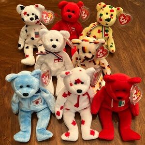 Lot of 8 TY Beanie Babies bears around the world international